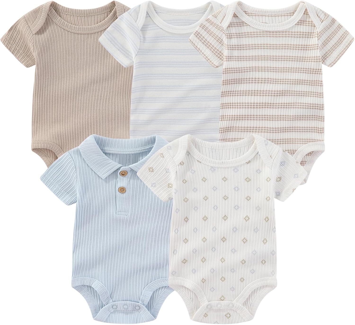 MAMIMAKA Newborn Baby Layette Gift Set 10-Piece Baby Boy Girl Short Sleeve Bodysuits with Pants Infant Outfit Essentials