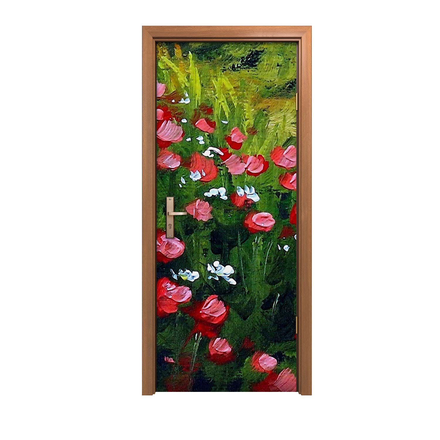 Autocollant de porte 90x200cm décor de nature et champ de fleurs