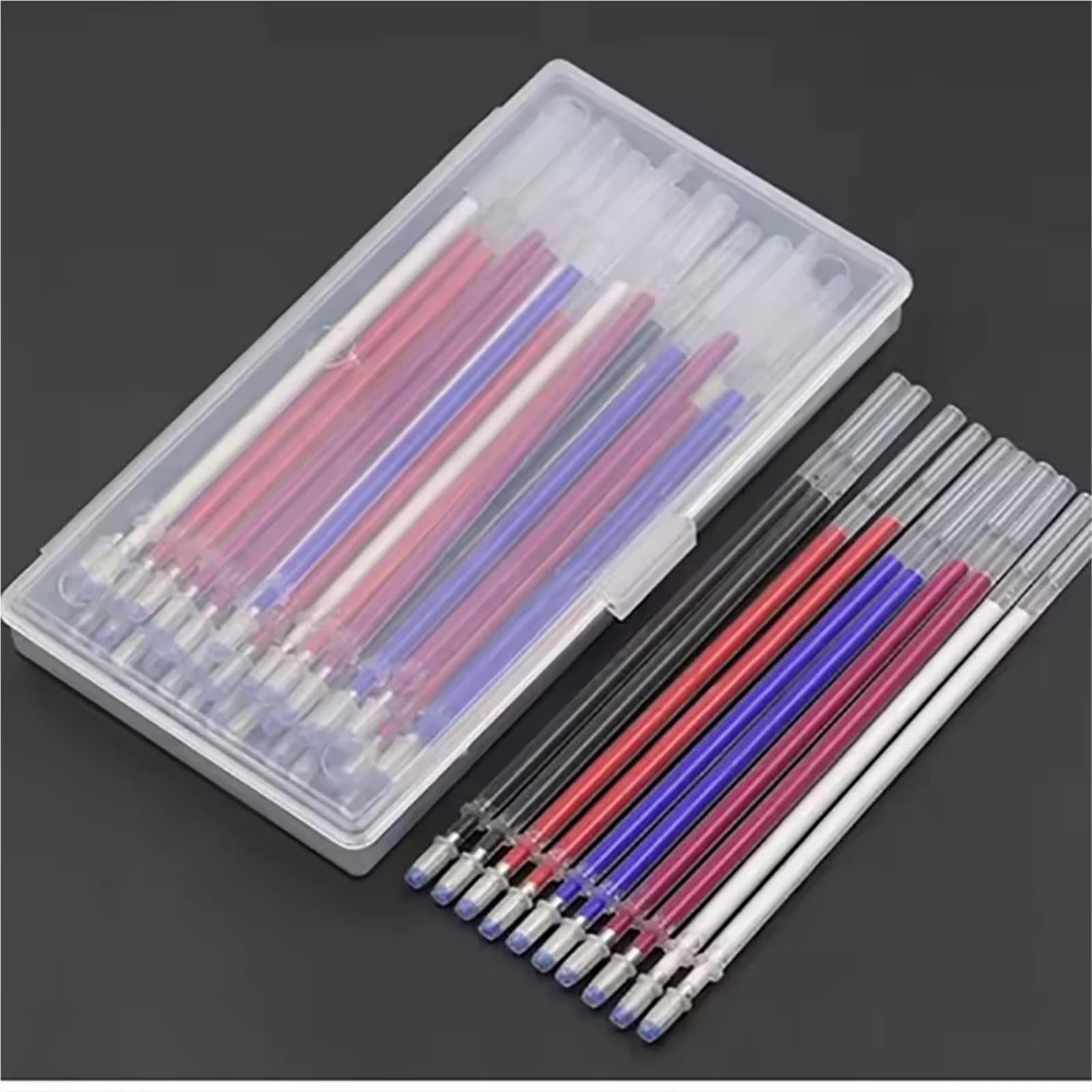 Schneiderkreide 40 Stück wärmelöschbare Stifte, die bei hohen Temperaturen Verschwinden, Markerminen mit Aufbewahrungsbox for Stoffhandwerk, Schneiderzubehör für Stoff(40pcs White with Box)