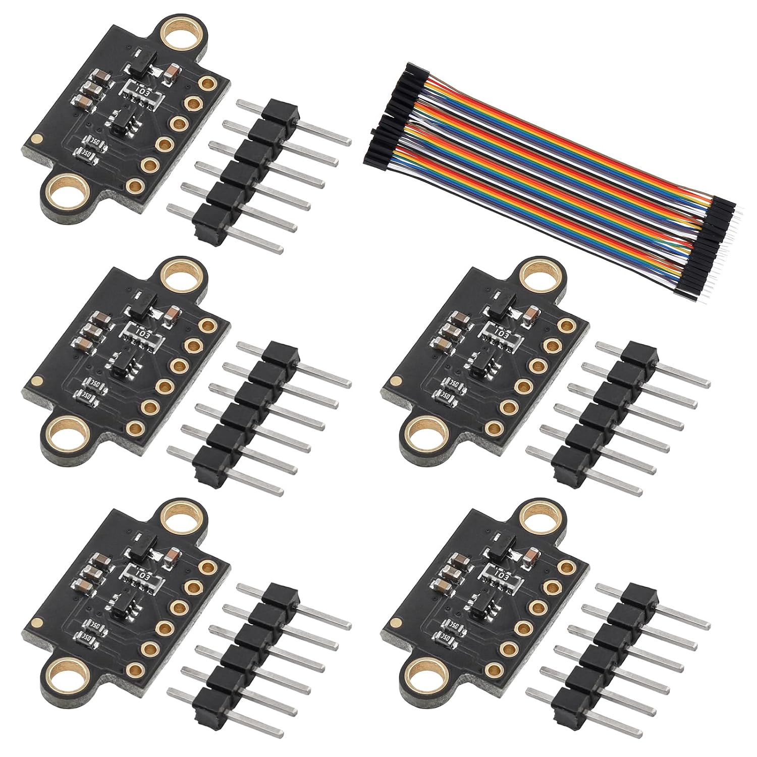 5Pcs VL53L0X Time-of-Flight (ToF) Laser Ranging Sensor Breakout GY-VL53L0XV2 940nm 2m Range Distance Measurement Modules IIC Fit for Arduino, with 40Pin 10 cm Male to Female Connector Wires