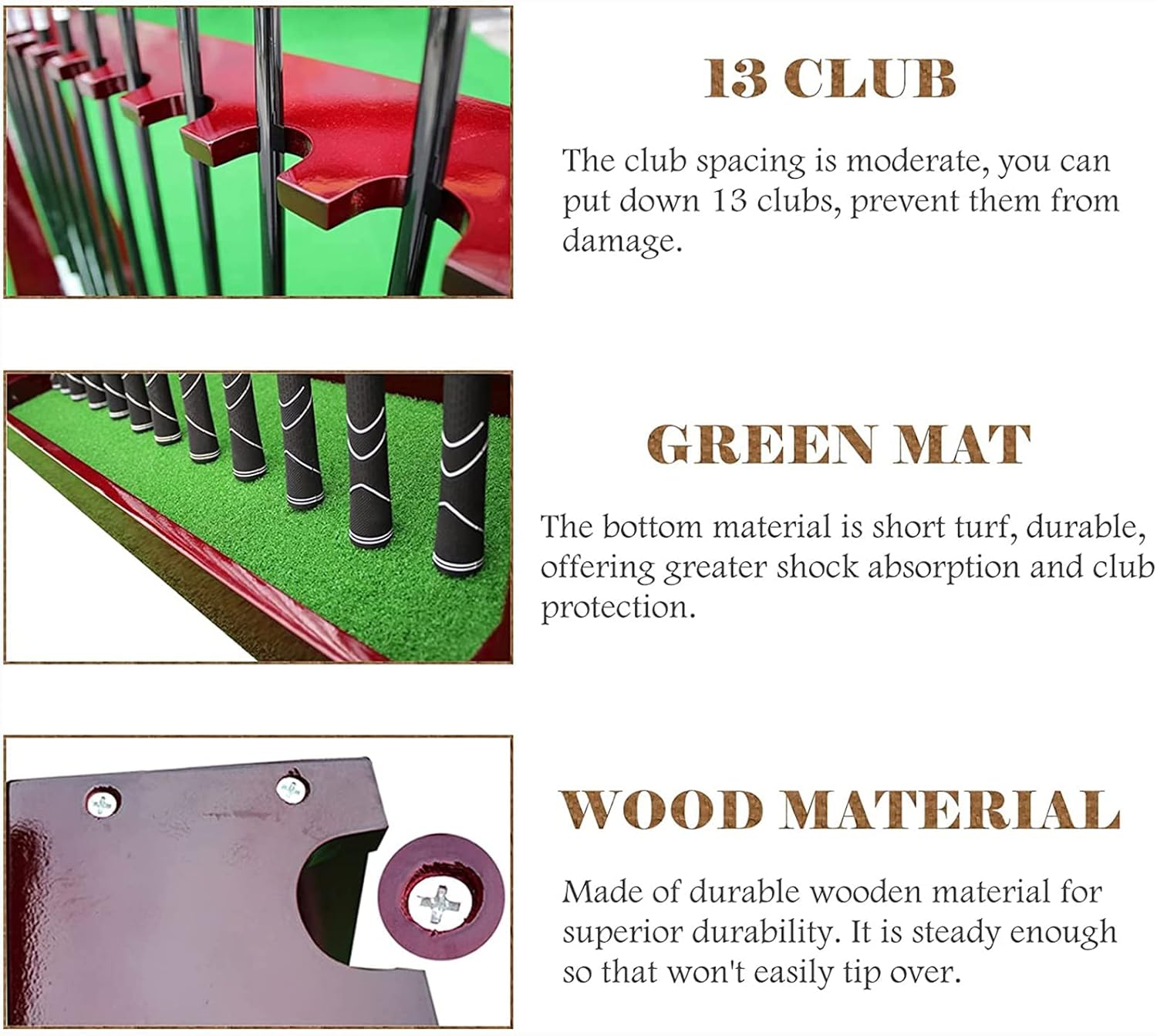 Solid Wood Golf Club Organizers Golf Club Organizers Display Stand 13 Putter Holder Wooden Golf Clubs Shelf Organizer Equipment Storage Rack