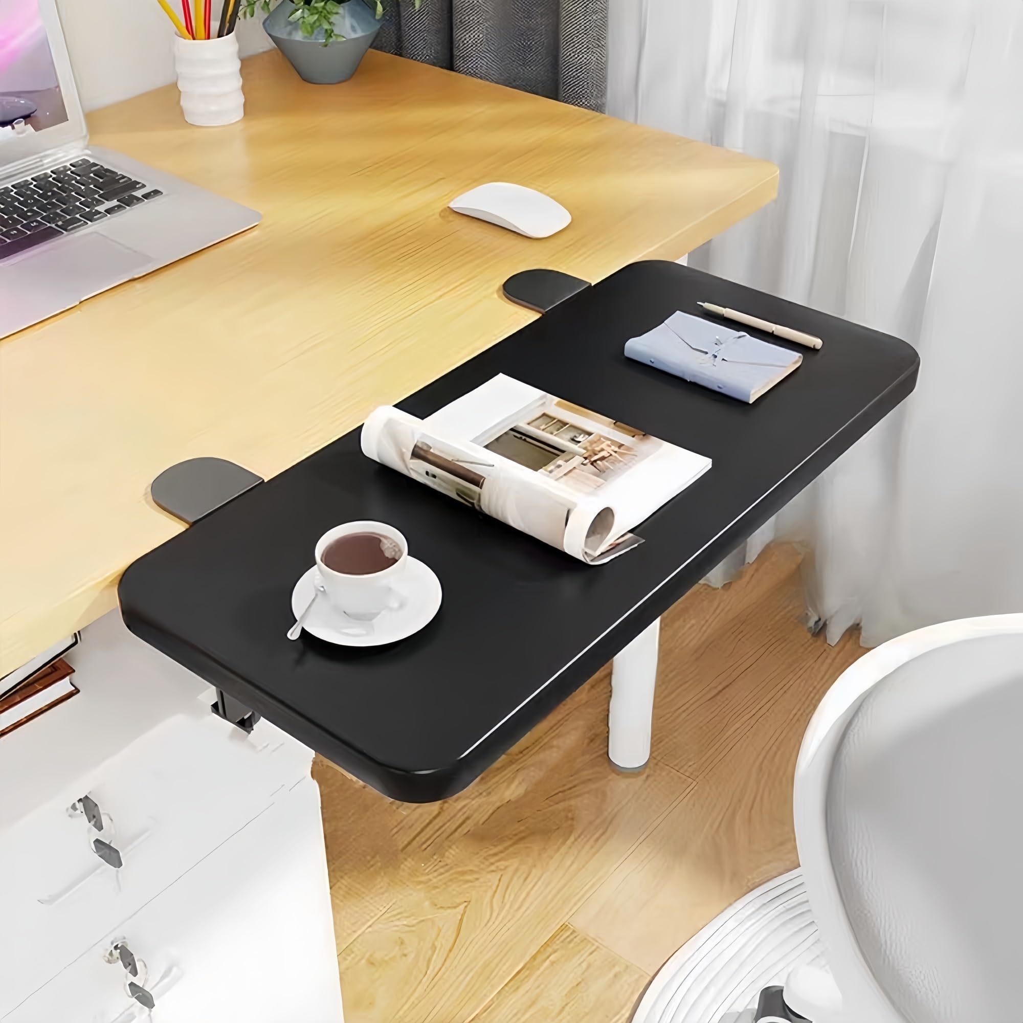 yacoxe Desktop extender tray, under desk keyboard tray, 40 * 20cm keyboard shelf, clip-on desktop extender for typing, perfect for home office and corner desk(Black,80 * 20cm)