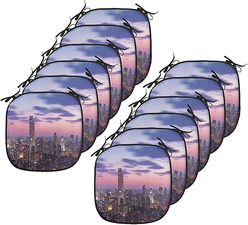 Miniatura 55 de Lunarable Cojín retro para silla, dibujo de chica a la moda en tierra primavera campo margaritas arte, acolchado de asiento para cocina y patio con