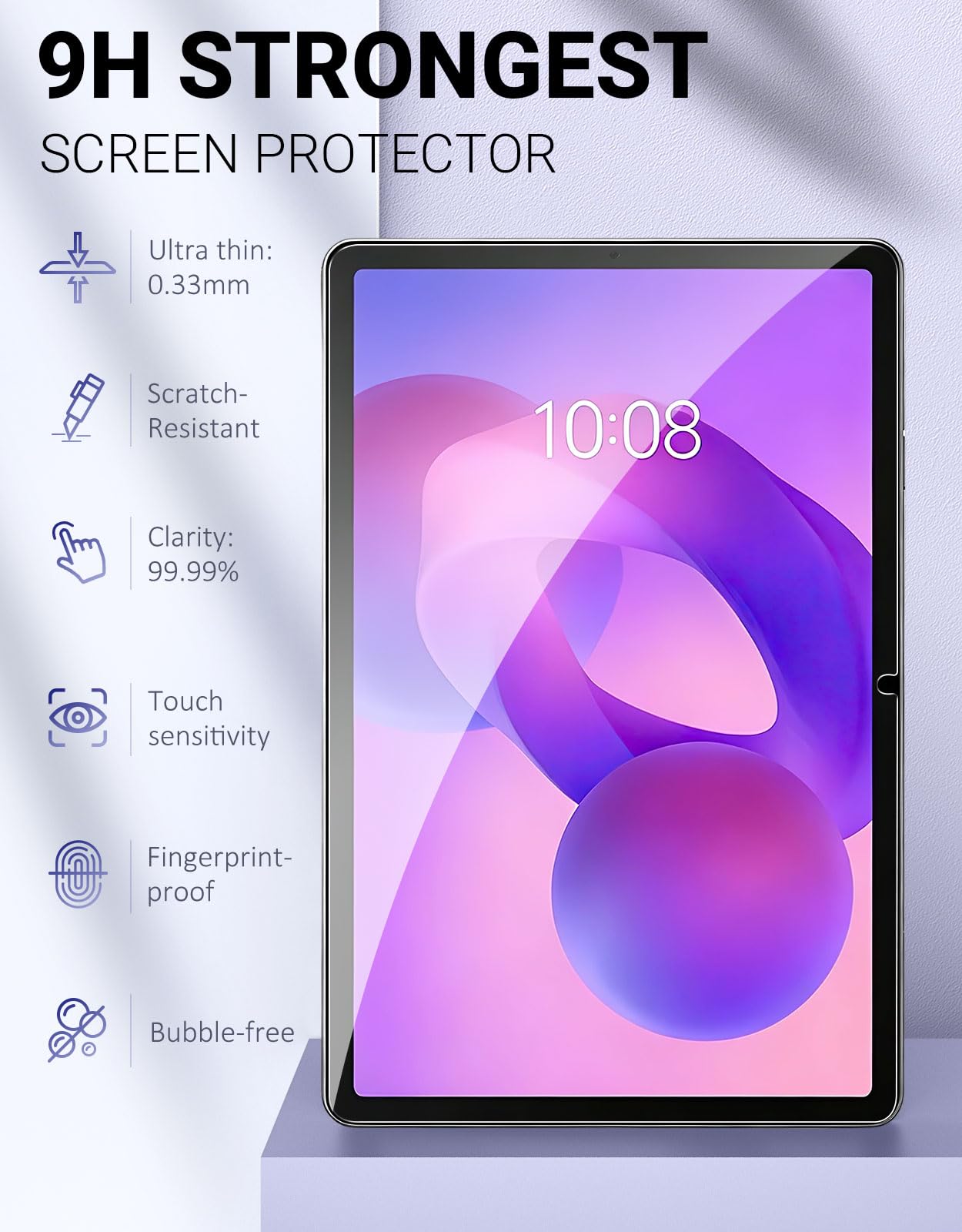 MoKo 2 Pezzi Vetro Temperato per Lenovo Idea Tab 11" 2025 Tab M11 K11, Pellicola Protettiva Trasparente HD, Durezza 9H