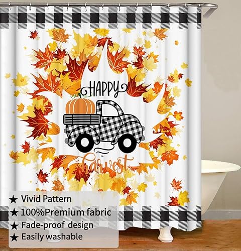 Miniatura 10 de Clearance Items - Cortina de ducha de otoño, cortina de ducha de calabaza de Acción de Gracias, juego de baño de otoño, decoración de baño, 72 x 72