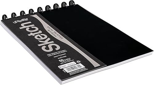 Miniatura 4 de UCreate Cuaderno de bocetos encuadernado en disco pesado 9 x 12 pulgadas color plateado 50 hojas