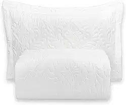 Kit Colcha Cobre Leito Camili Solteiro Dupla Face 2 Peças Ultrassônico (Branco)