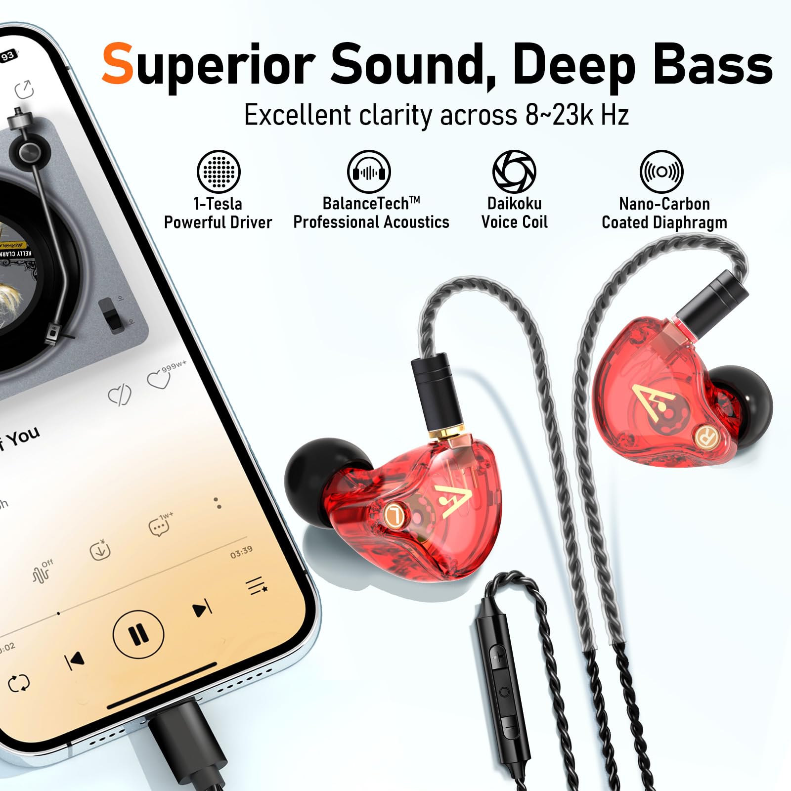 Audiovance Vibes 202MC USB-C HiFi Wired Earbuds Type-C Kopfhörer mit Mikrofon