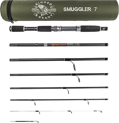 Rigged and Ready Smuggler Series Travel Fishing Rods. 4 Unique Super Compact Multi-function Rod lengths, with 2 or 4 tips for Active Travel Anglers