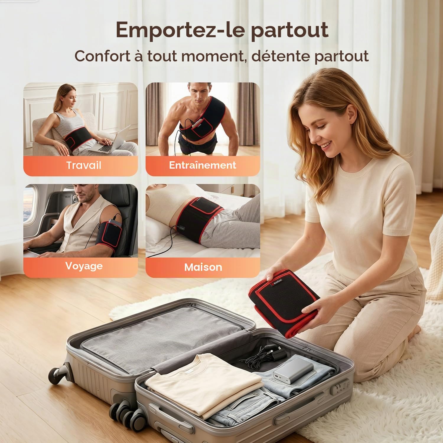 BestQool Tapis à Lumière Rouge, 660nm & 850nm, Triple Puce, 3 Modes, 4 Niveaux d’Intensité, Mode Pulsé 10Hz, Portable, Qualité Haute Performance, 21W