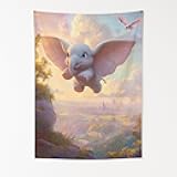 DreamController Dummbo’s Dream Fliight Wall Tapestry for Bedroom by DC | Disney Characters Tapestry Wall Hanging & Aesthetic Decor for Dorm, Living Room, Picnic & Home | 36