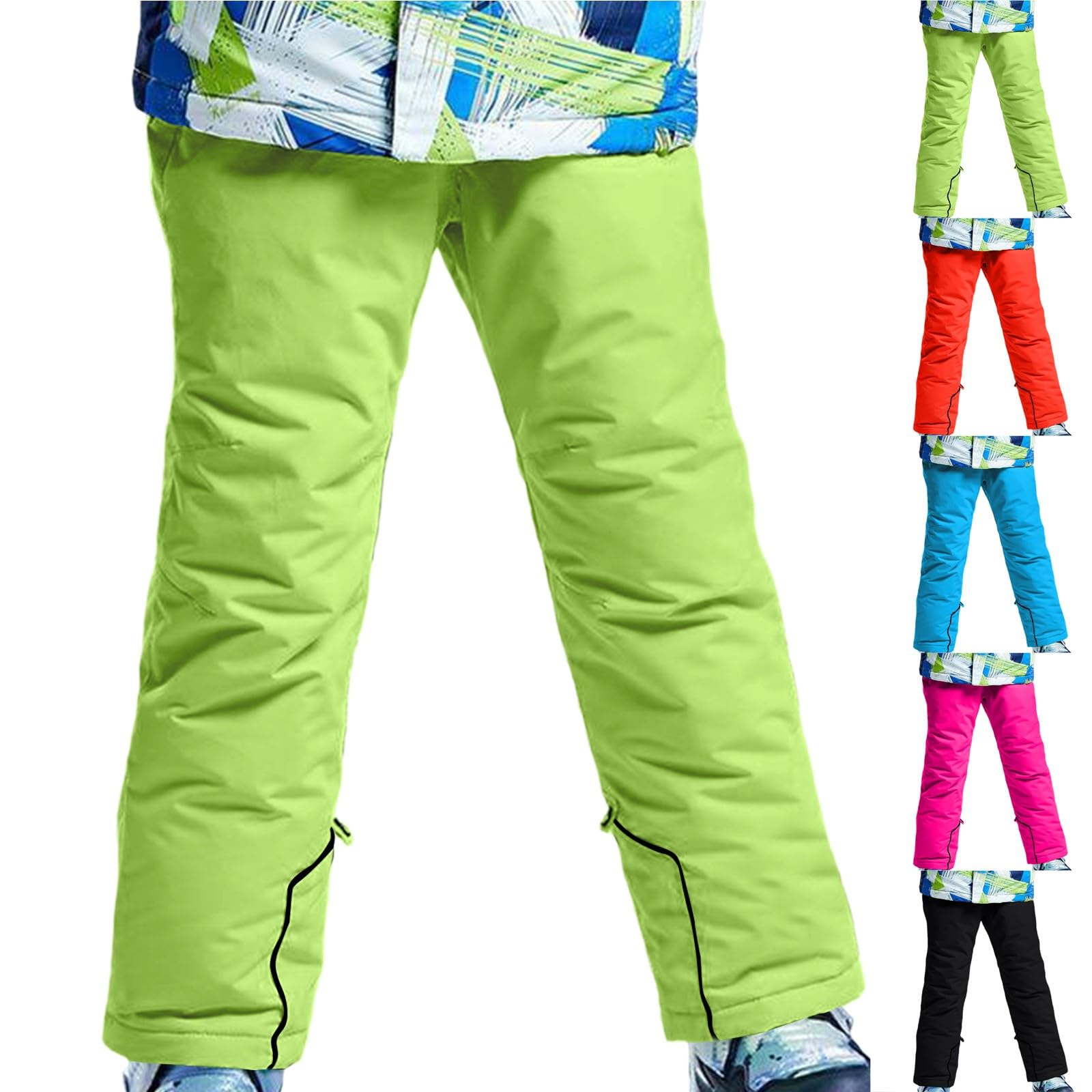 Pantalones de nieve para niños y niñas, cálidos, acolchados, impermeables, para esquí, senderismo, snowboard, unisex, cortavientos, gruesos, ropa deportiva