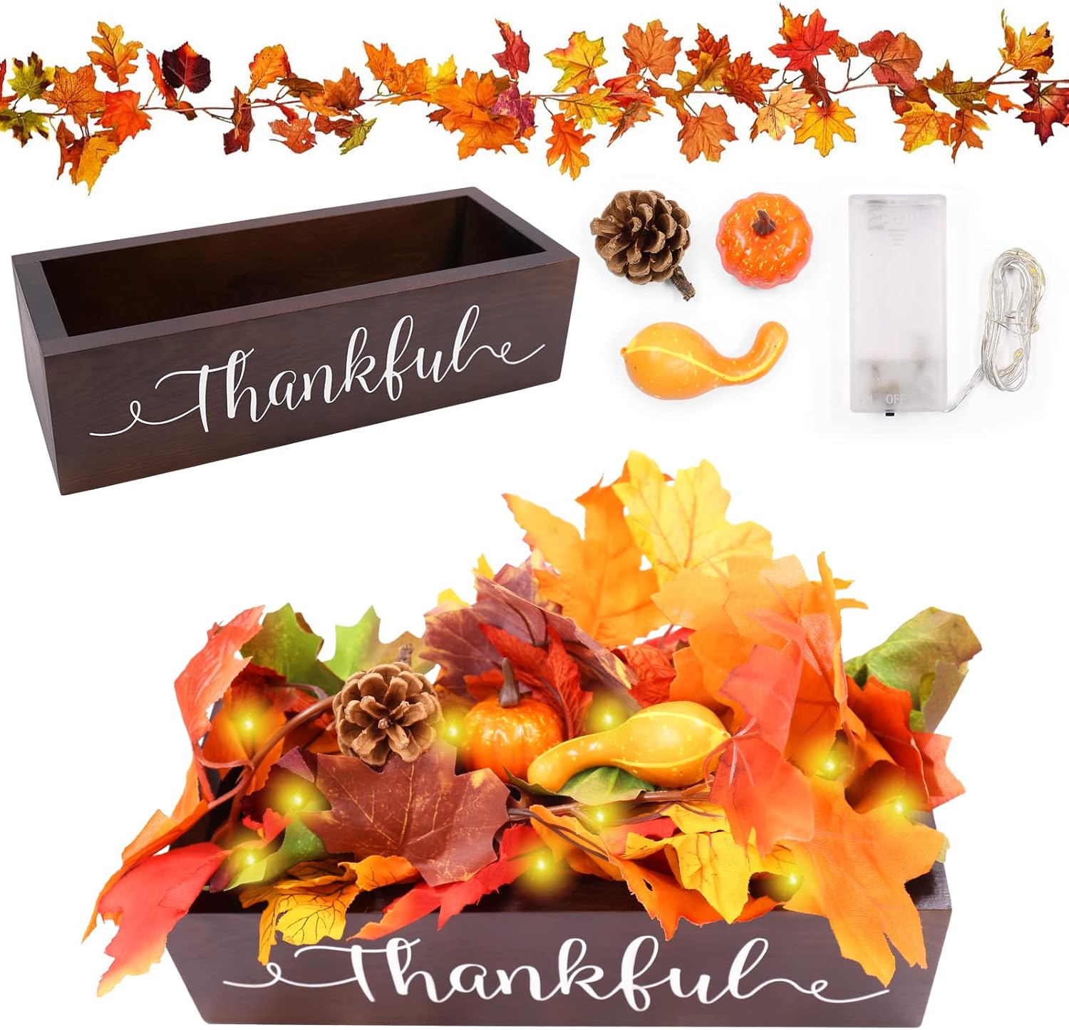Amazon.com: Thanksgiving Table Centerpiece Box Mason Jar Fall Table ...
