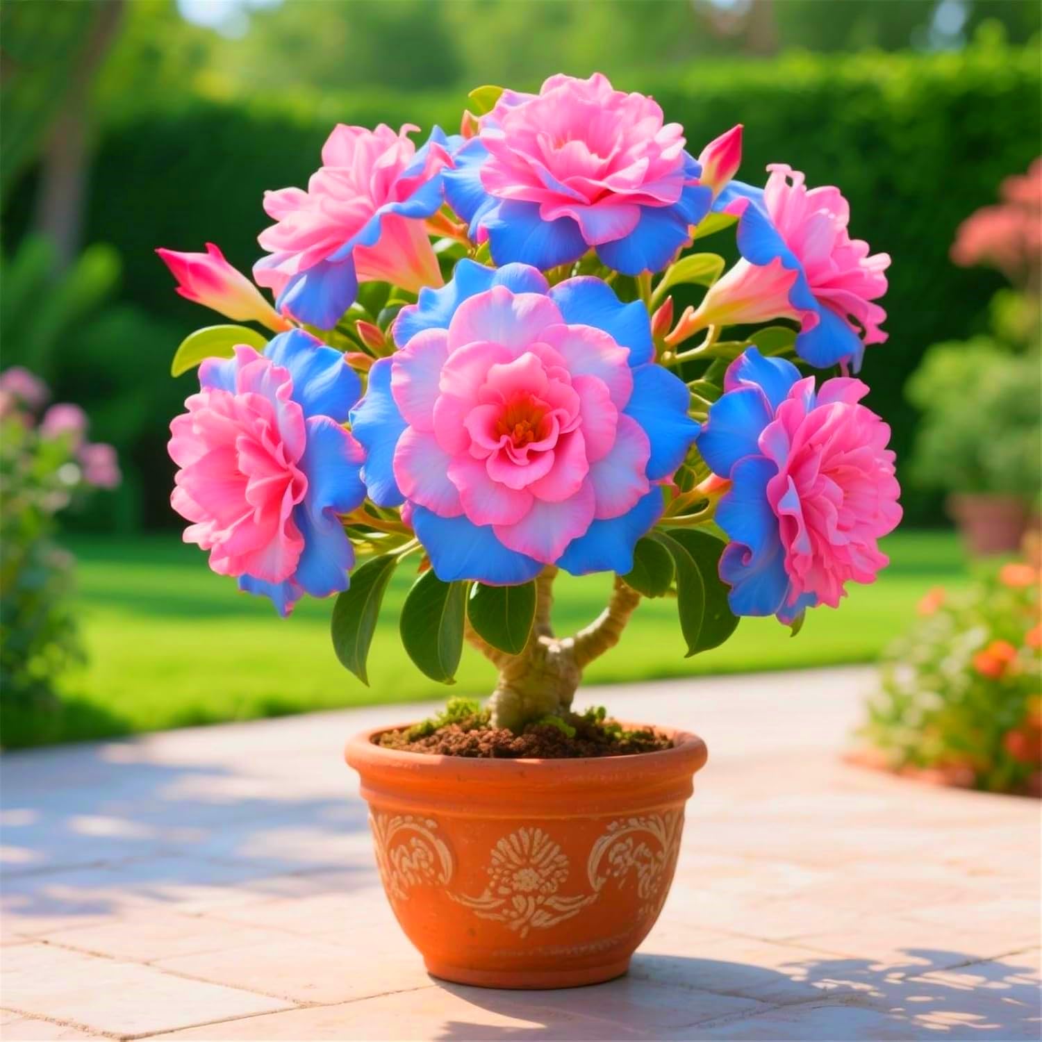 Elegant Desert Rose Bulbs UK, Hardy Perennial, Excellent Display, Mix Greening Flower, Natural Organic, Wedding, Balcony Garden-1 Rhizome-I
