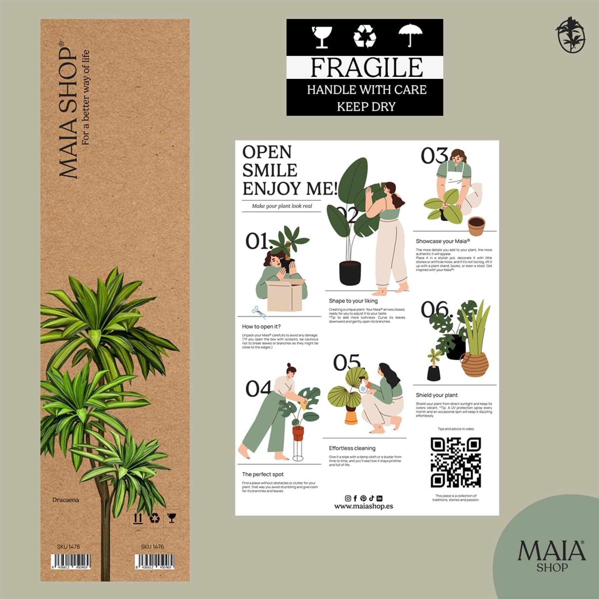Maia Shop Dracena 120 cm - Pianta Artificiale da Interno | Pianta Artificiale Alta con Foglie Realistiche per Casa Soggiorno Ingresso Ufficio - Vaso Nero Incluso