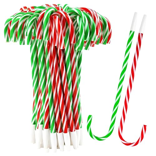 SAYAYA 120Pcs Christmas Candy Cane Pens Bulk Fun Black Ink Ballpoint Pens Xmas Goodie Bag Stuffers Classroom Gifts for Student School Holiday Party Favors Carnival Prize Stocking Stuffers(Red & Green)