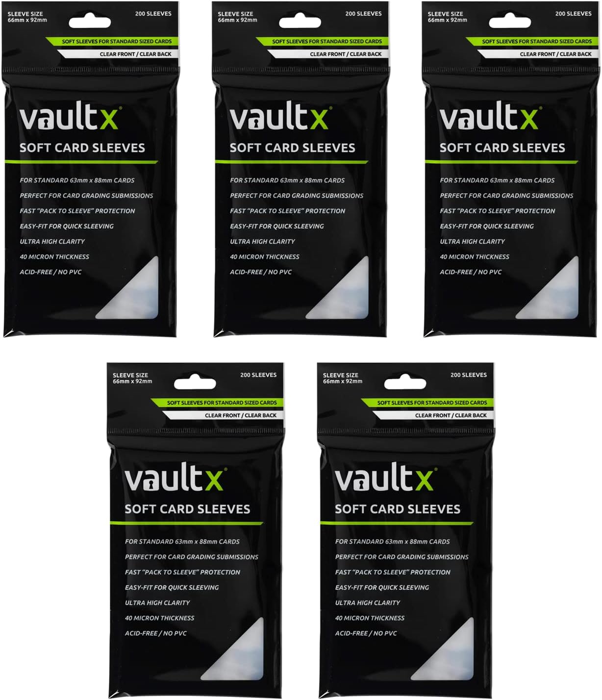 Vault X Trading Card Penny Sleeves, Soft, High Clarity, Inner Sleeves, Collectible Card Games, Sports, TCG (1000 Pack)