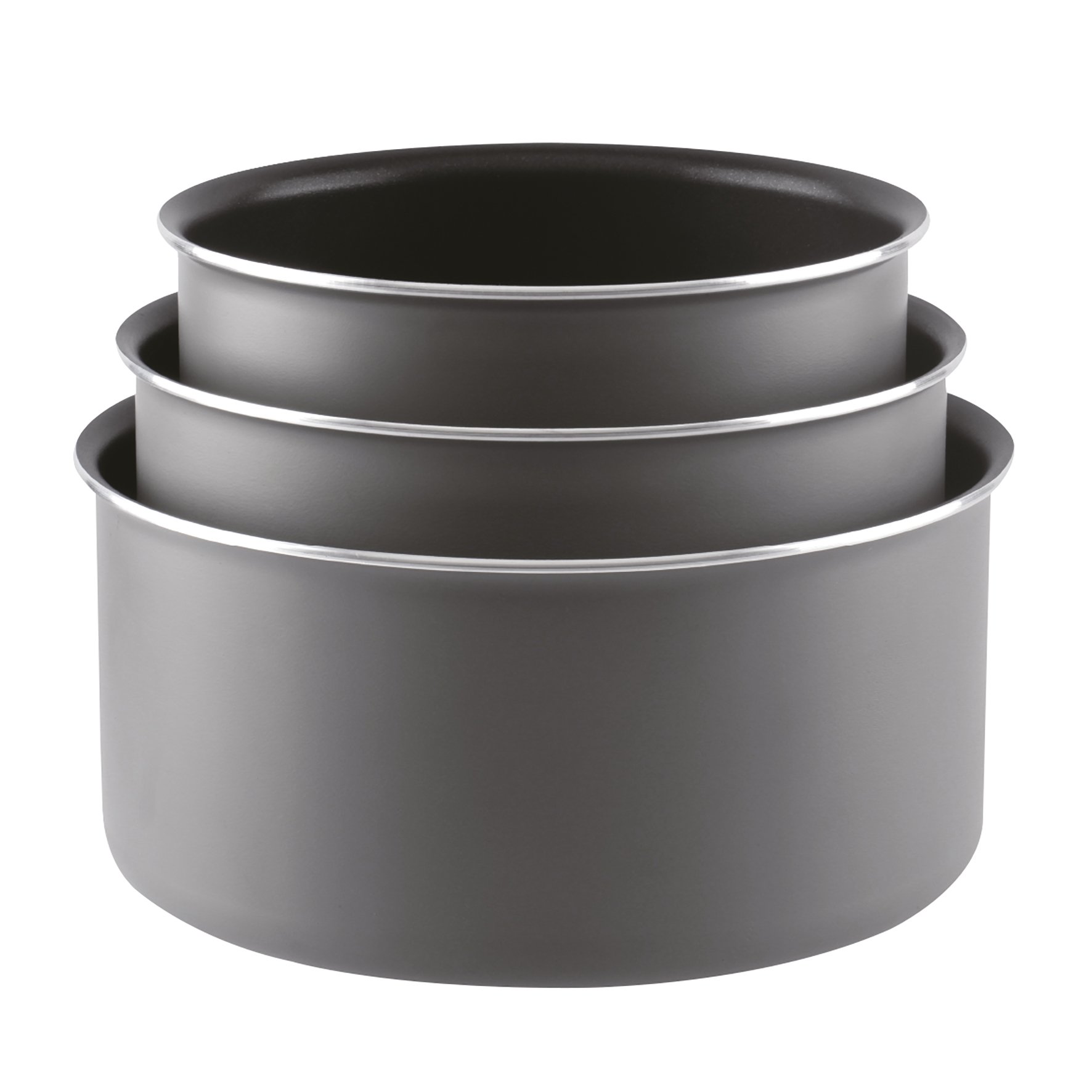 Sitram 710876 Lot de 3 Casseroles Ø16/18/20 cm Aluminium Taupe – Revêtement Antiadhésif Whitford Xylan sans PFOA – Manche Amovible – Tous Feux dont Induction – Cuisine Facile