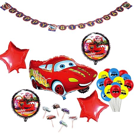 Amazon Co Jp カーズ 誕生日 飾り付け パーティー セット 車 キャラクター ディズニー 男の子 子供 3 レッド ブラック イエロー ブルー Happy Birthday ガーランド スター バルーン 風船 ケーキトッパー 45枚セット おもちゃ