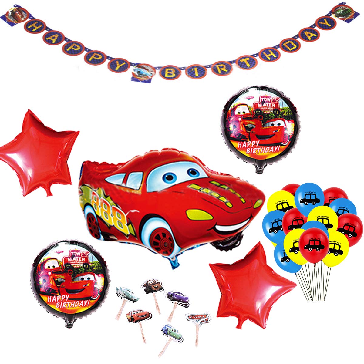 Amazon.co.jp: カーズ 誕生日 飾り付け パーティー セット 車