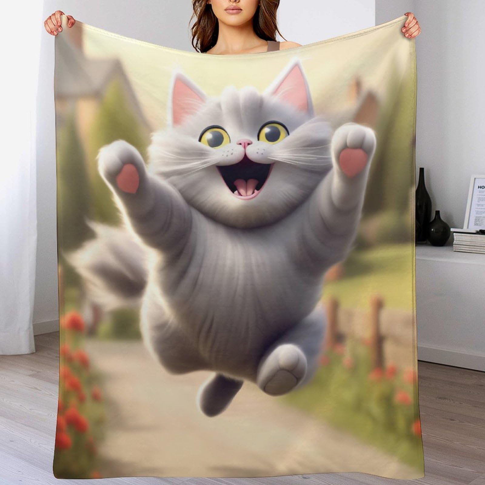 Manta de gato para el sofá y noches frescas en el salón