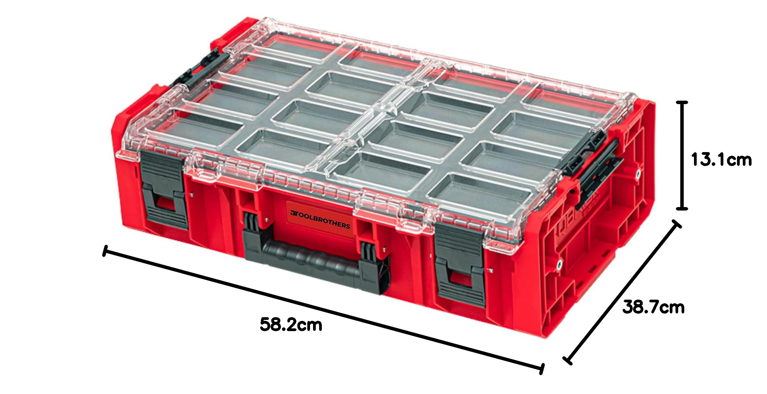 Toolbrothers RHINO XXL Organizer ULTRA altezza 2XL Custom Multilayer impilabile 582 x 387 x 172 mm 13,5 l IP66 con inserto in schiuma