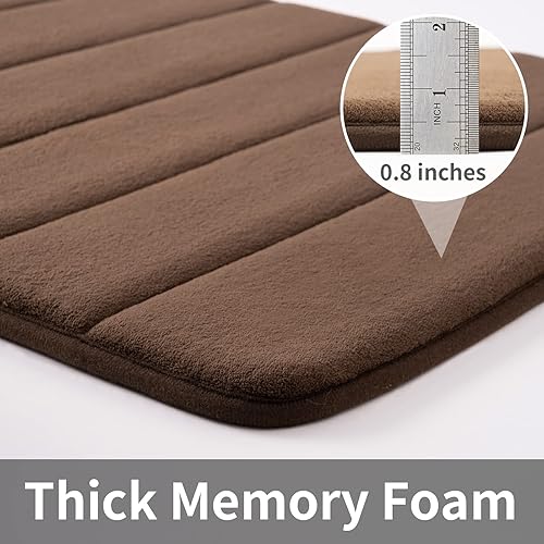 Miniatura 6 de ROSMARUS Alfombra de baño de espuma viscoelástica, 17 x 24 pies, absorbente de agua, con respaldo de PVC, alfombra de baño ultrasuave en color marrón