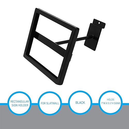 Miniatura 3 de SSWBasics Soporte rectangular negro para letrero de pared de Slatwall, con capacidad para letreros de 7 pulgadas de ancho x 5 pulgadas de alto,