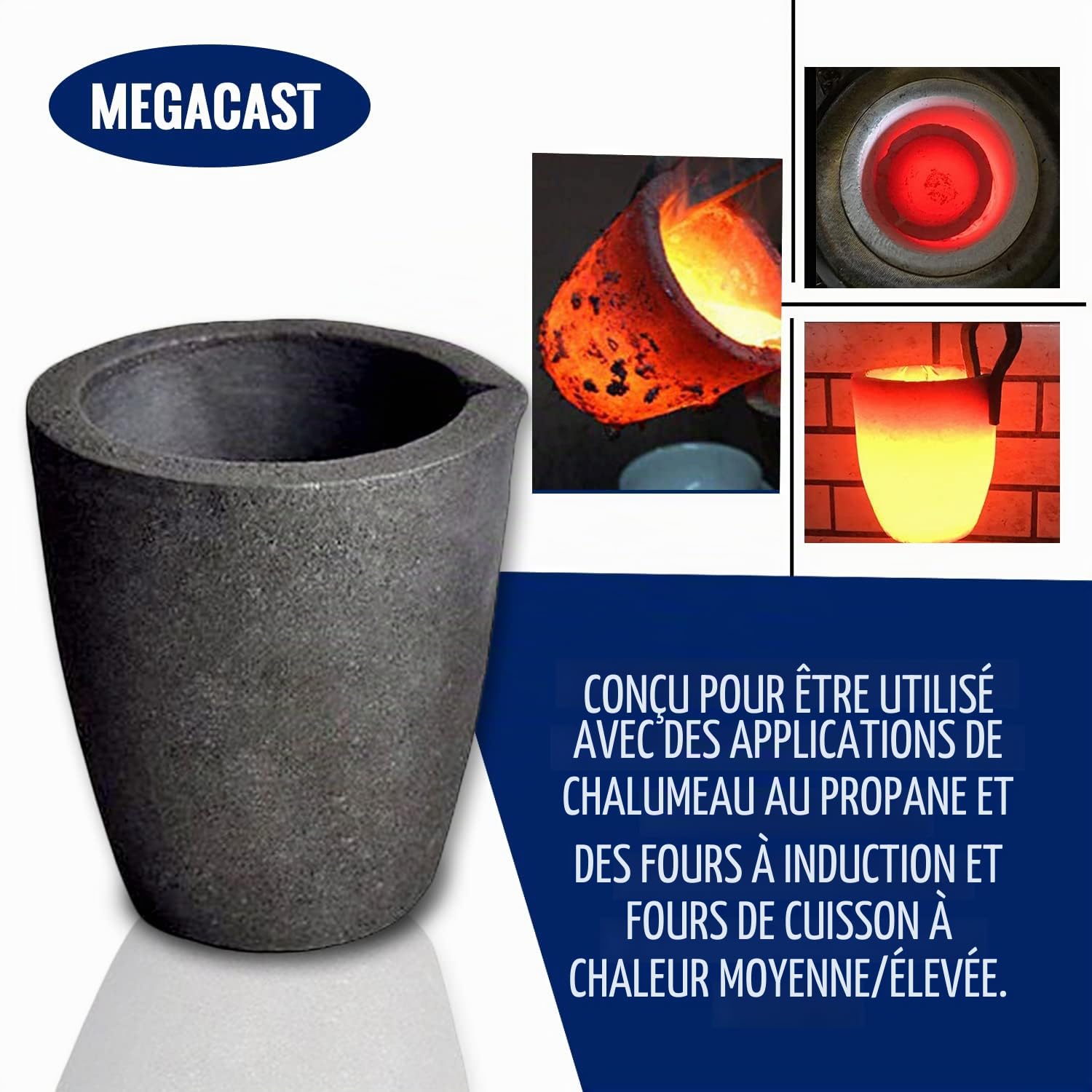 Creuset en graphite d'argile de 4 kg pour four, pour fonderie d'or, argent, cuivre, laiton, aluminium, etc.