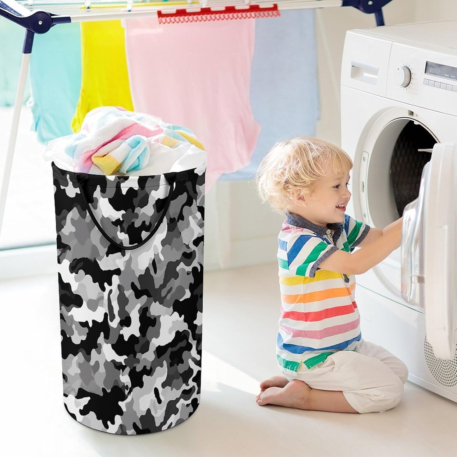 Dirty Clothes Basket Extra Large 110l Open Top Laundry Hamper With Portable Carry Handles, Foldable Waterproof Clothes Basket Spacious Laundry Bag For Bedroom Bathroom Laundry Room Dorm