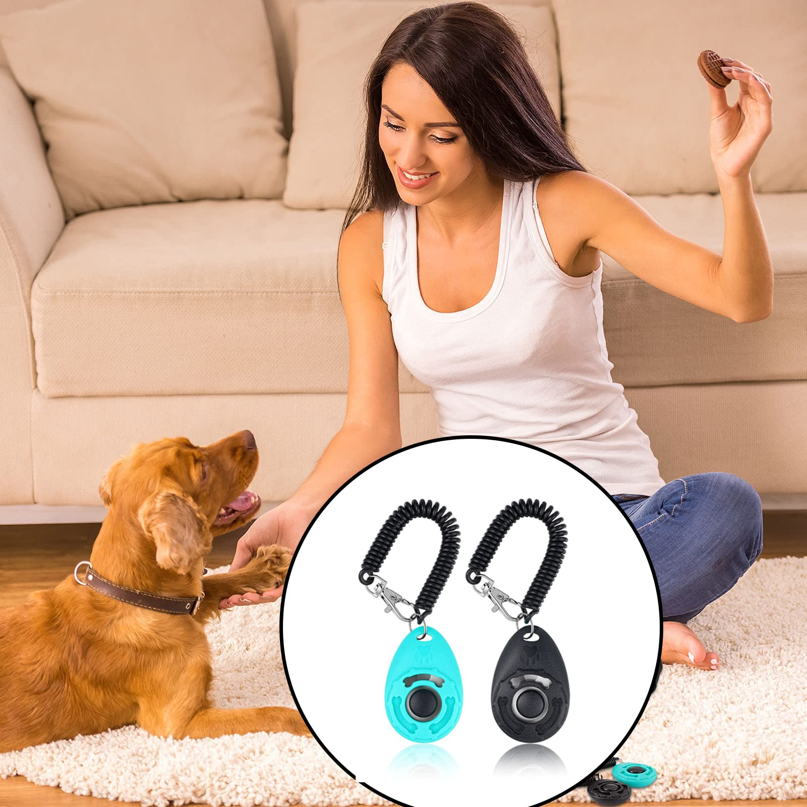 2 Pezzi Clicker per Cani, Formazione Clicker, Training Clicker, Clicker Professionale con Cinturino da Polso per Cane Gatto Cavallo