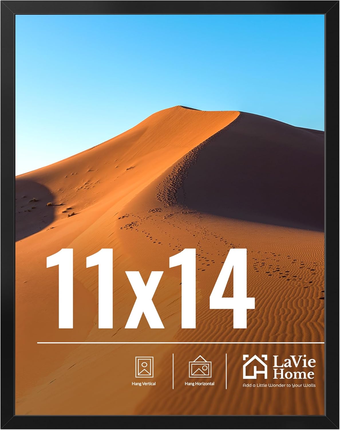 LaVie Home 11x14 Picture Frame for Wall Display, 11 x 14 Black Picture Frame with HD Plexiglas, 11 by 14 Poster Frame 1 Pack, Display Frame for Vertical or Horizontal, Classic Collection 11x14 Black