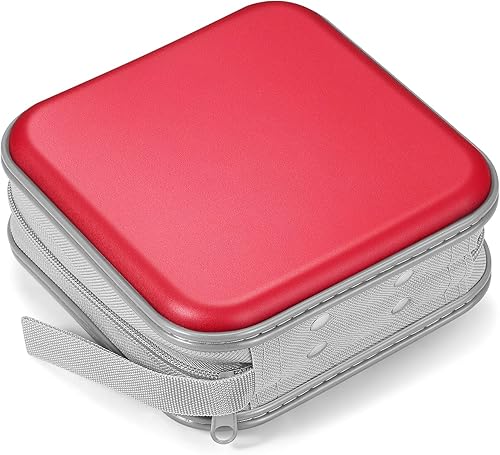 Miniatura 4 de TNP Products Estuche de plástico rígido para almacenamiento de CDDVD, capacidad 40, rojo, portátil, 6 x 6 x 2 pulgadas, viajes en automóvil,