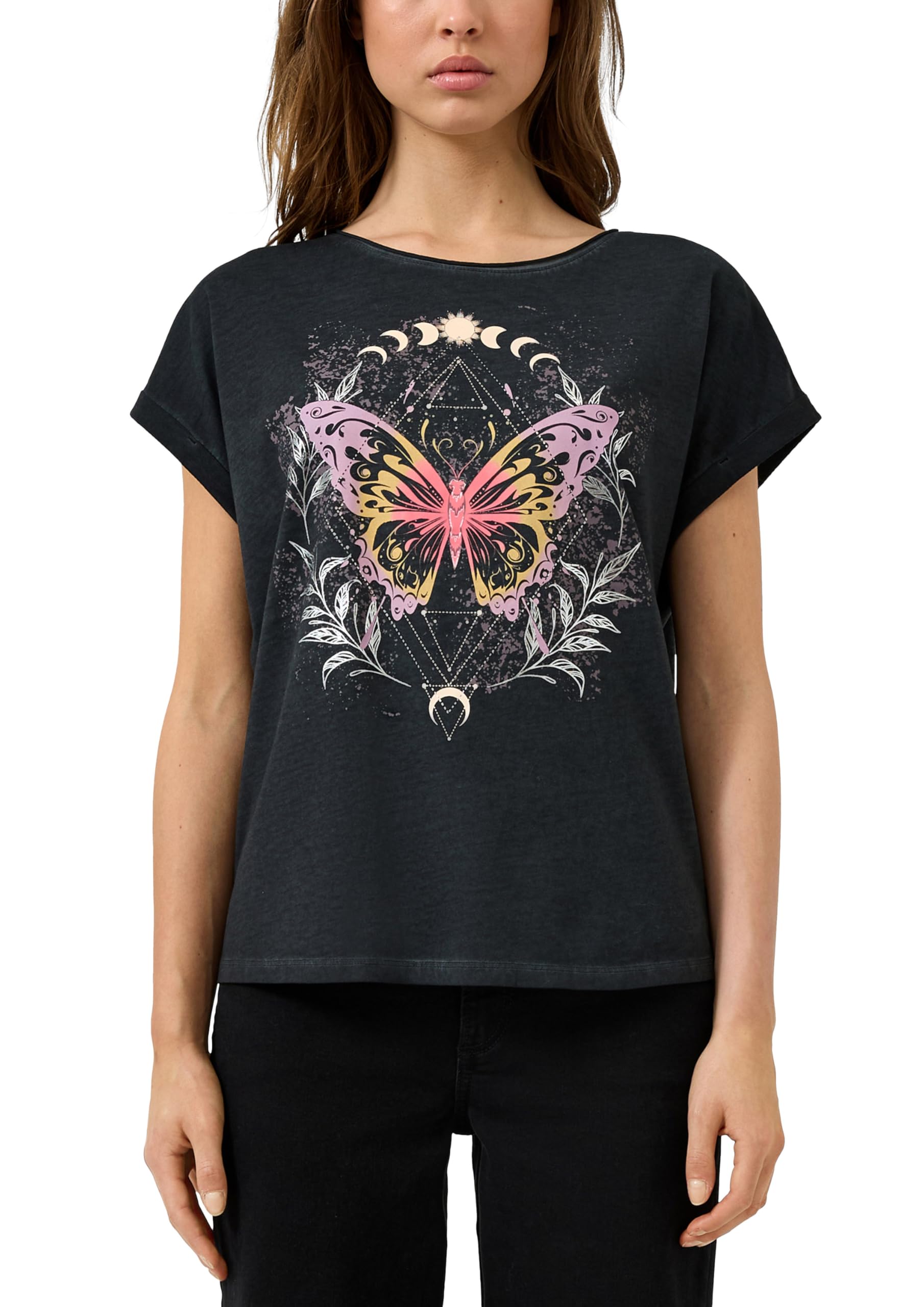 QS Damen T-Shirt 2175261 Grey/Black M