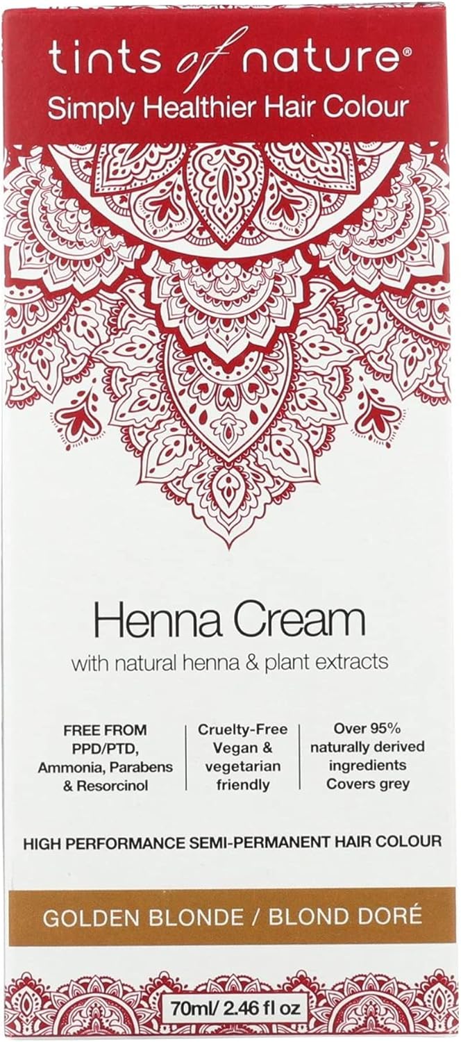 Tints of Nature Golden Blonde Semi-Permanent Henna Cream Hair Colour Natural and Organic – Single Pack