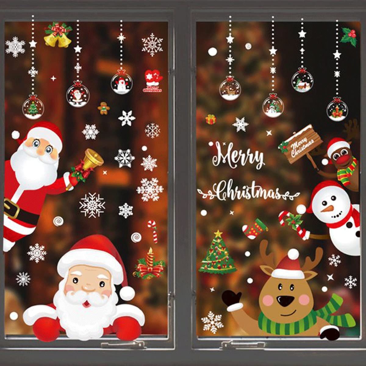 CELOTUS Weihnachtsfenster haften Fensterwandaufkleber, niedliche Weihnachtsmann-Rentiere, statische PVC-Aufkleber for Weihnachten, Zuhause/Geschäft/Party, Fensterdekorationen