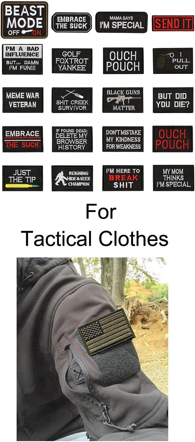 WZT 20 Pieces Funny Tactical Military Morale Patch Full Embroidery Patch | Perfect for Hats,Caps,Bags,Jackets,Backpacks,Military,Tactical Exercise and other outdoor activities