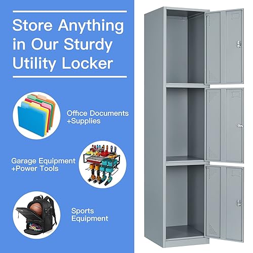 Vista 74 de Yizosh Taquillas de metal para empleados con llaves, armario de almacenamiento de 71 pulgadas para empleados con 1 puerta, armario de almacenamiento
