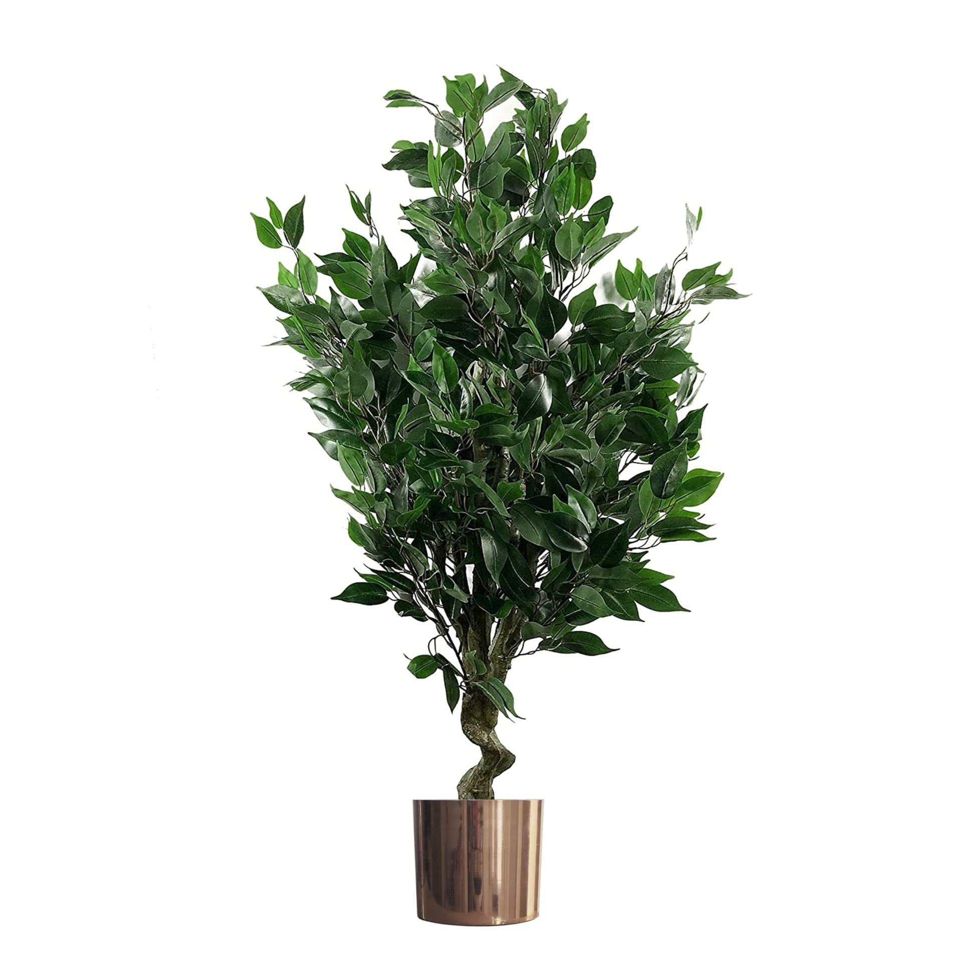 Artificial Ficus Tree 110cm - Realistic Plant - Green Foliage - Copper Planter