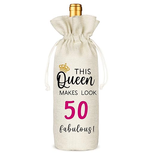 Socive 50 Years Old Gift Wine Bag,50th Birthday Gifts for Women,1972 50 Birthday Party Decoration, Wine Bag for Happy Anniversary for Husband Wife,Wine Bag Gifts for Friends Mom Grandparents(5SW091)