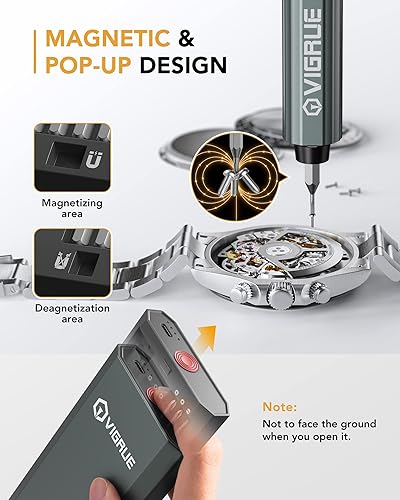 Miniatura 6 de VIGRUE Destornillador eléctrico con pantalla, mini juego de destornilladores de precisión inalámbricos con 48 puntas magnéticas, pequeño