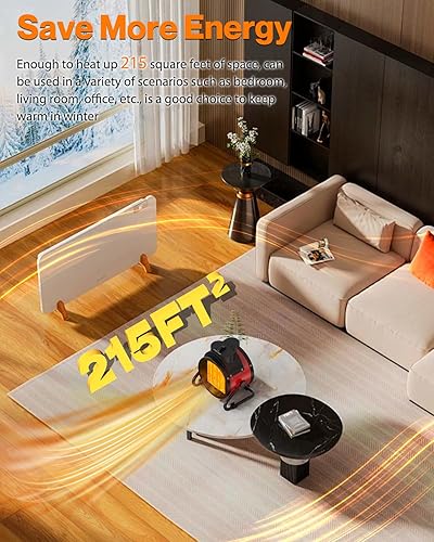 Miniatura 2 de Calentadores de patio para exteriores, calentador eléctrico portátil de garaje de 1500 W con calentamiento rápido 2S, protección contra