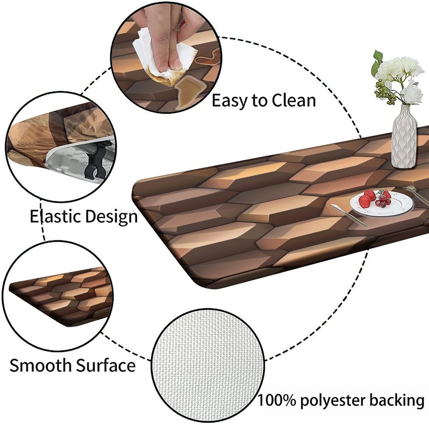 Table Top for Foldable Tables, Granular Brown Surface Pattern Printed on Wrinkle Resistant Table Cover, for Indoor Outdoor Kitchen Home Party Dinner Patio, 8FT 30"x96"