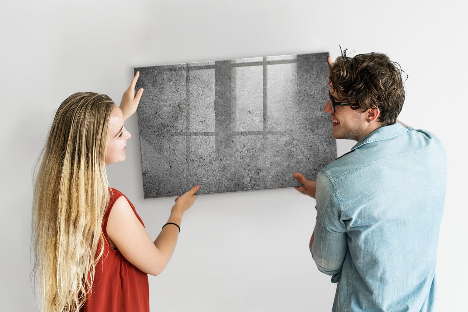 Dekorative Glas-Magnettafel | Komplettset mit Neodym-Magneten, Marker & Schwamm | Hochwertiges Sicherheitsglas | Perfekt für Notizen & Terminübersicht- 90x60 - Industriewand