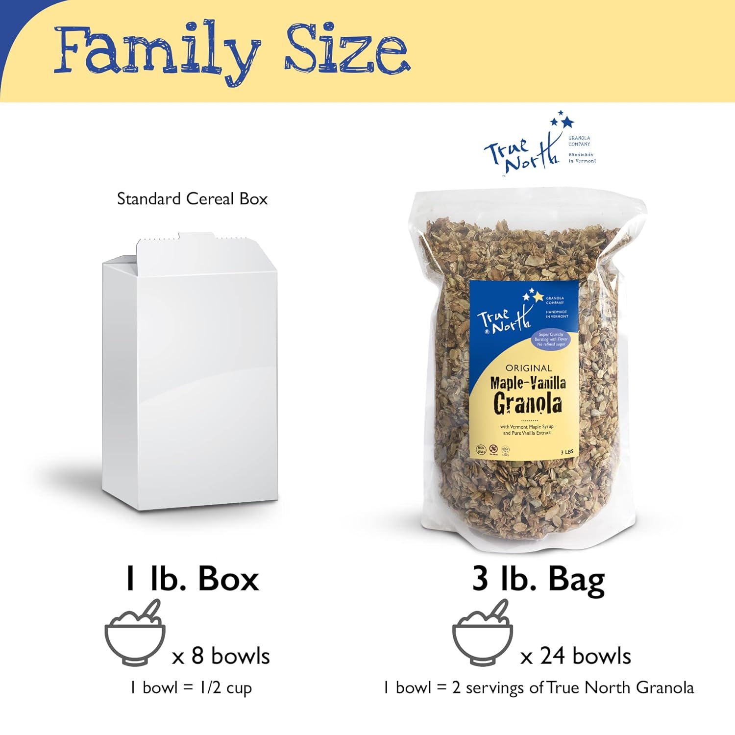 True North Granola – Maple Vanilla Granola, All Natural, Low Carb, Nut Free and Non-GMO, Bulk Bag, 3 lb.