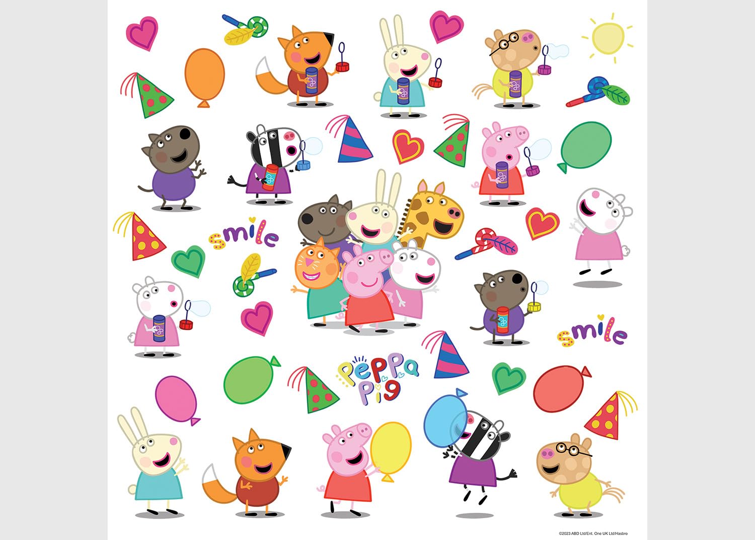 Peppa Pig All Friends Children's Room Wall Stickers, Wall Sticker Boy Decoration by AG Design 30 x 30 cm | ADKS 3846