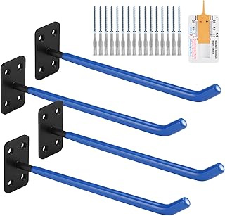 4- Reifenhalter wandhalterung,wandmontierter Reifenhalter,große Garagenhaken, Blauer autoreifen wandhalterung, Garagenorganisator geeignet für Gartenschläuche, Klappstühle und Leitern(29,5cm)