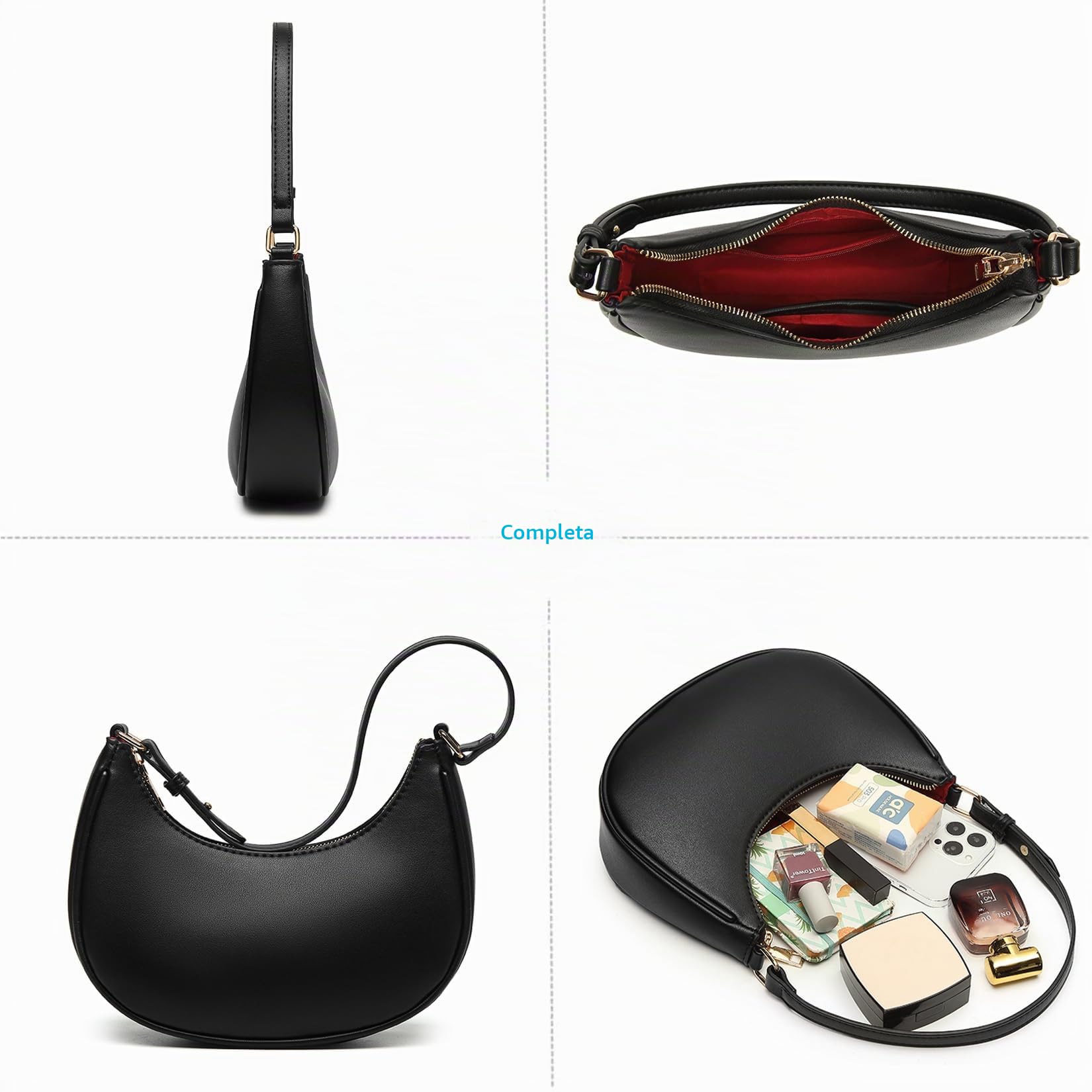 Barabum Borsa a mano da donna con chiusura a cerniera, stile rétro, stile classico, 6-a, Small
