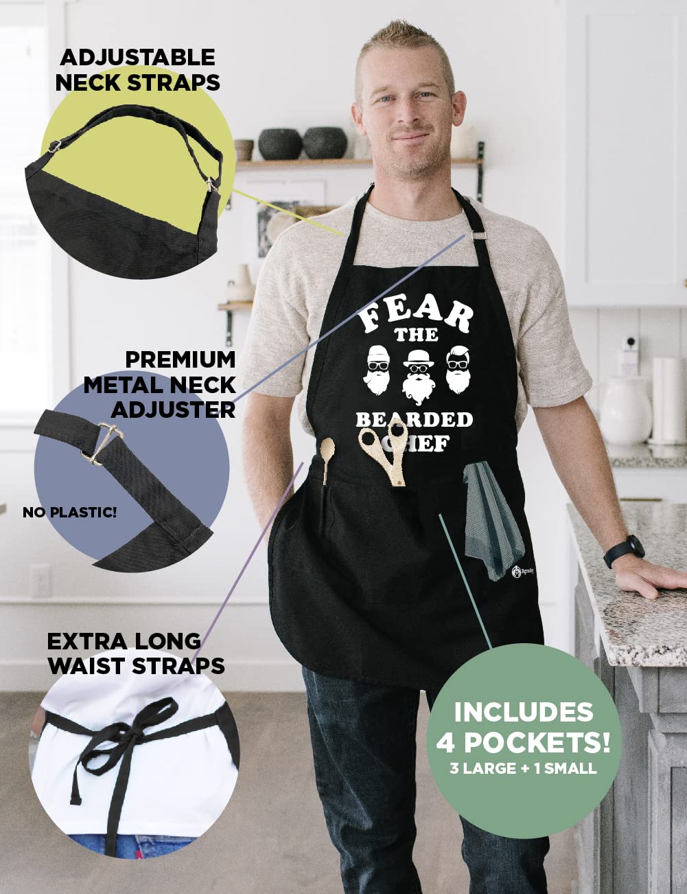 ApronMen Fear The Bearded Chef - Delantal para barbacoa