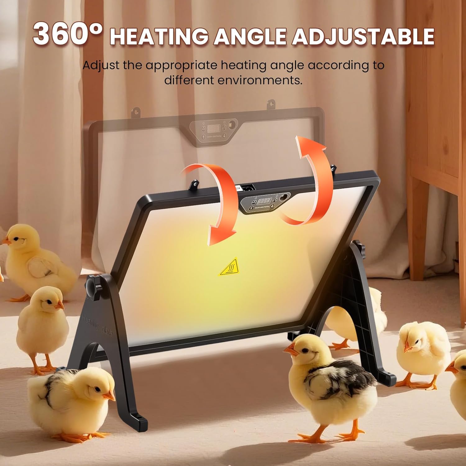 NEWTRY Chicken Coop Heater for Winter, 200W Dual-Sided Heating, Remote Control & Temp Adjustable Large Heat Warmer for Chickens, Ducks, Geese, Cats & Dogs